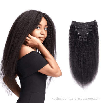 Uniky Brazilian Machine Made Factory price Remy Virgin body wave Clip In Human Hair Extensions Full Head Set 7Pcs